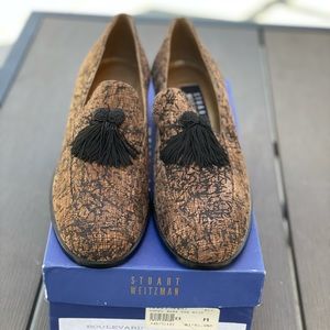 Stuart Weitzman - Camel Bark Suede Loafer NEW
